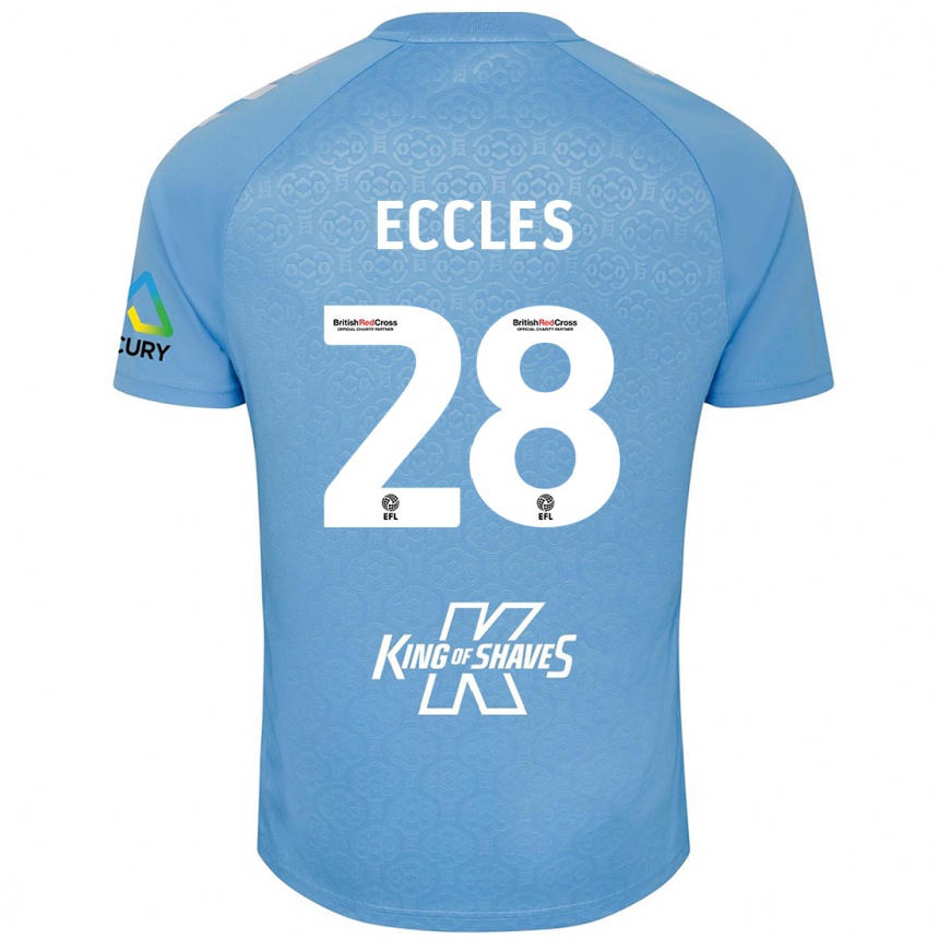 Gyermek Labdarúgás Josh Eccles #28 Kék Fehér Hazai Jersey 2024/25 Mez Póló Ing