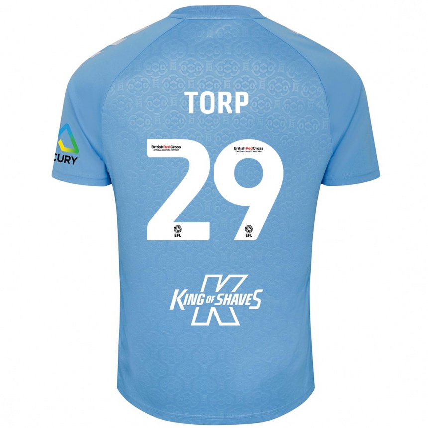 Gyermek Labdarúgás Victor Torp #29 Kék Fehér Hazai Jersey 2024/25 Mez Póló Ing