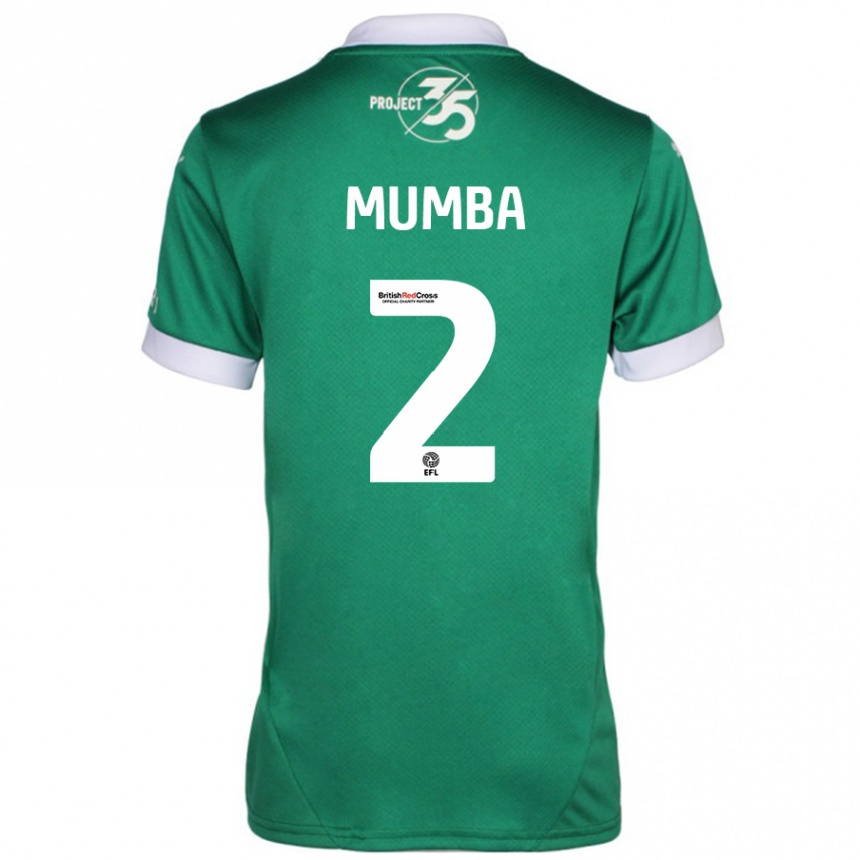 Gyermek Labdarúgás Bali Mumba #2 Zöld Fehér Hazai Jersey 2024/25 Mez Póló Ing