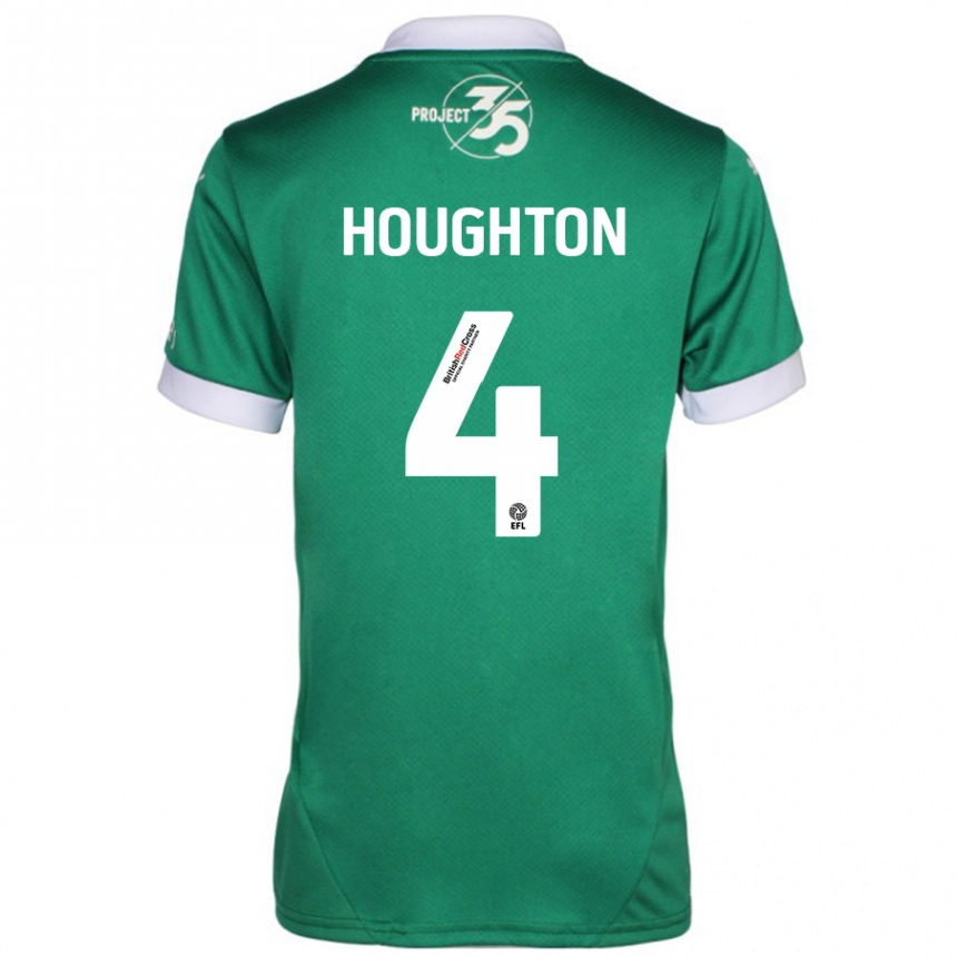 Gyermek Labdarúgás Jordan Houghton #4 Zöld Fehér Hazai Jersey 2024/25 Mez Póló Ing