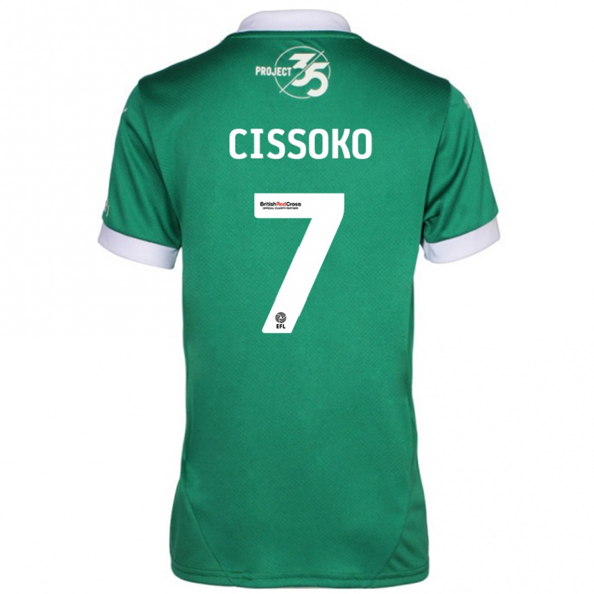 Gyermek Labdarúgás Ibrahim Cissoko #7 Zöld Fehér Hazai Jersey 2024/25 Mez Póló Ing