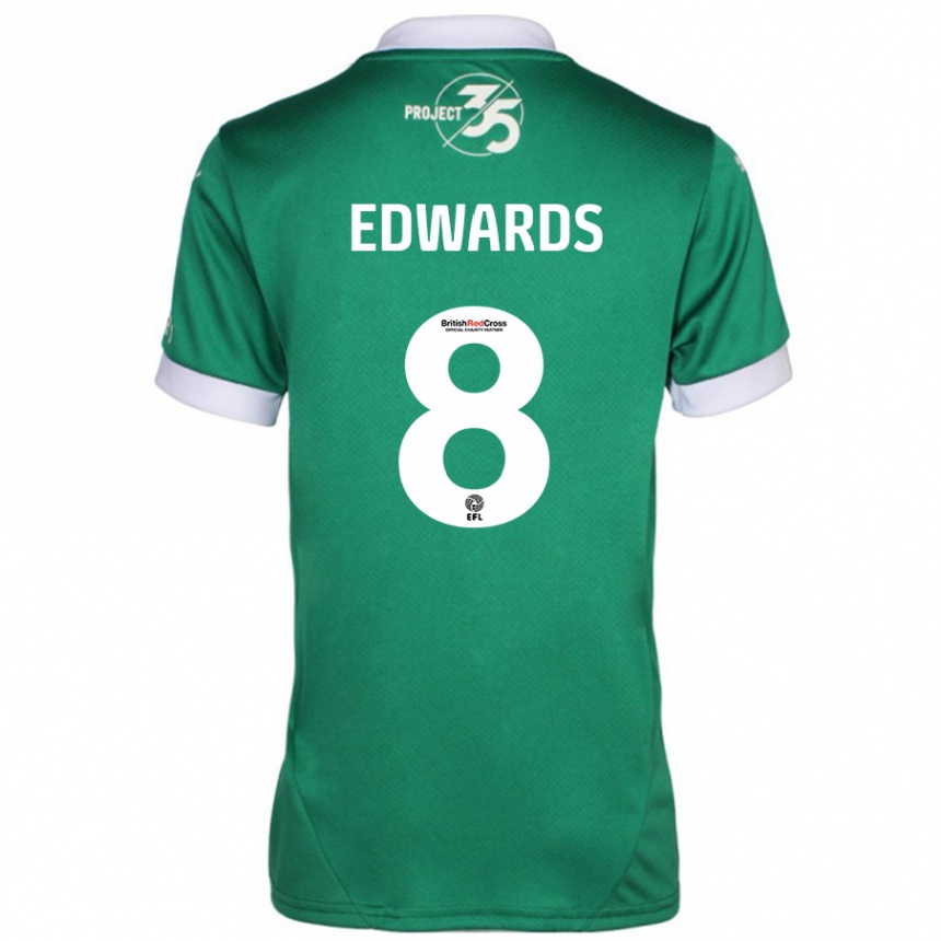 Gyermek Labdarúgás Joe Edwards #8 Zöld Fehér Hazai Jersey 2024/25 Mez Póló Ing