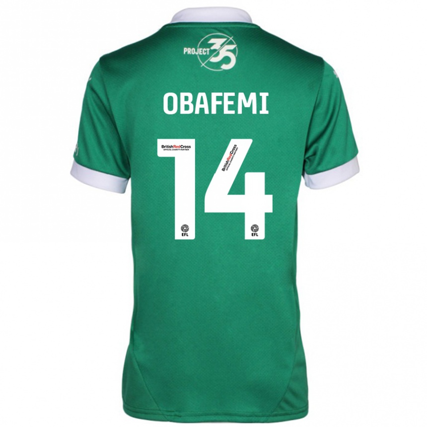 Gyermek Labdarúgás Michael Obafemi #14 Zöld Fehér Hazai Jersey 2024/25 Mez Póló Ing