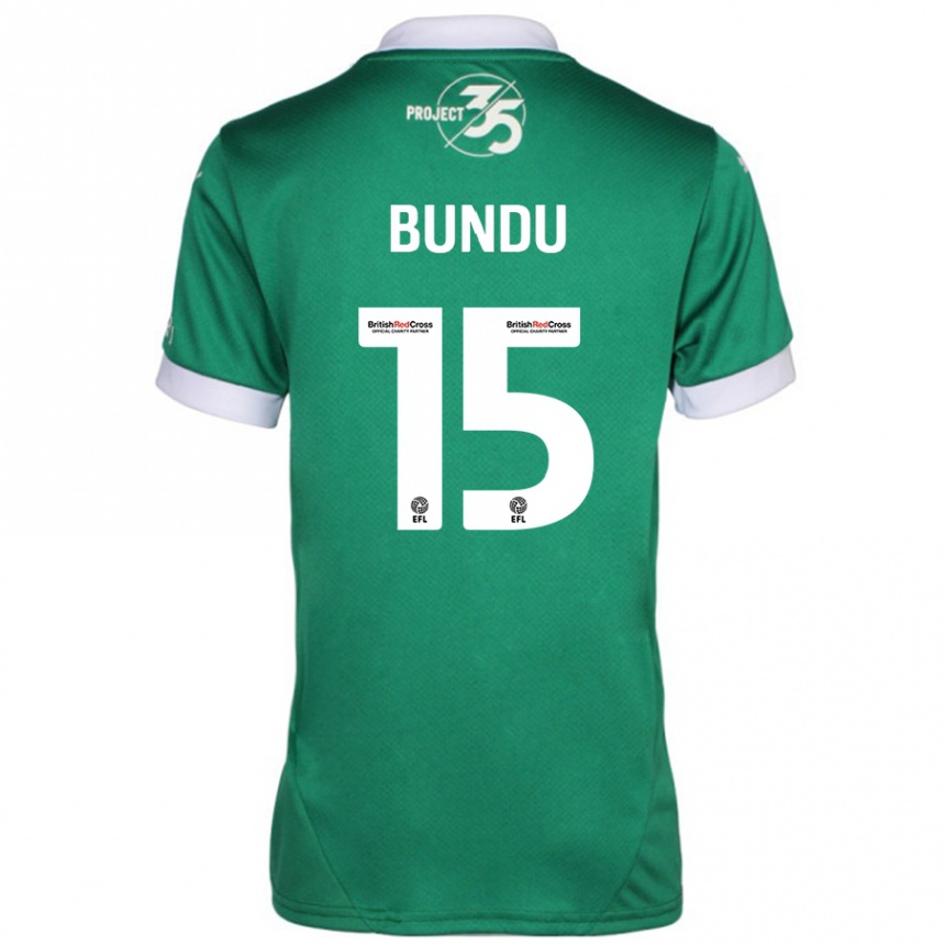 Gyermek Labdarúgás Mustapha Bundu #15 Zöld Fehér Hazai Jersey 2024/25 Mez Póló Ing