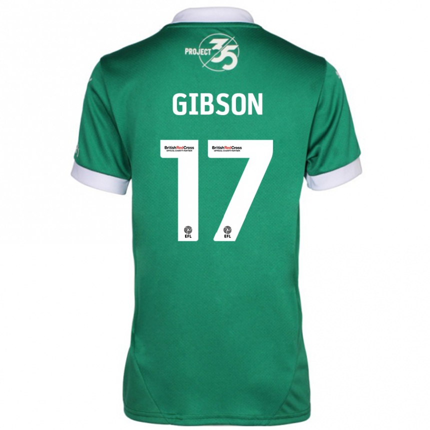 Gyermek Labdarúgás Lewis Gibson #17 Zöld Fehér Hazai Jersey 2024/25 Mez Póló Ing