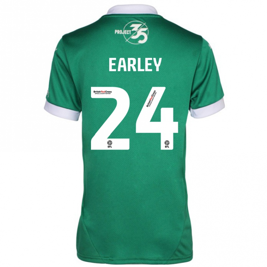 Gyermek Labdarúgás Saxon Earley #24 Zöld Fehér Hazai Jersey 2024/25 Mez Póló Ing