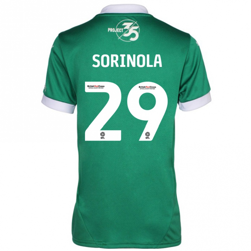 Gyermek Labdarúgás Matthew Sorinola #29 Zöld Fehér Hazai Jersey 2024/25 Mez Póló Ing