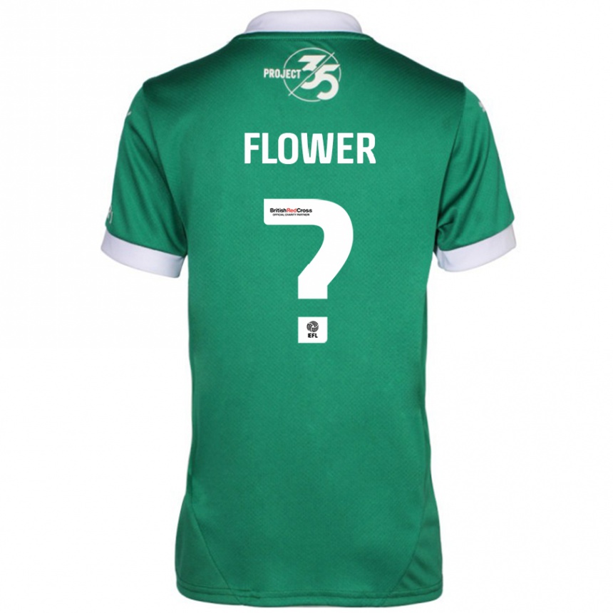 Gyermek Labdarúgás Jack Flower #0 Zöld Fehér Hazai Jersey 2024/25 Mez Póló Ing