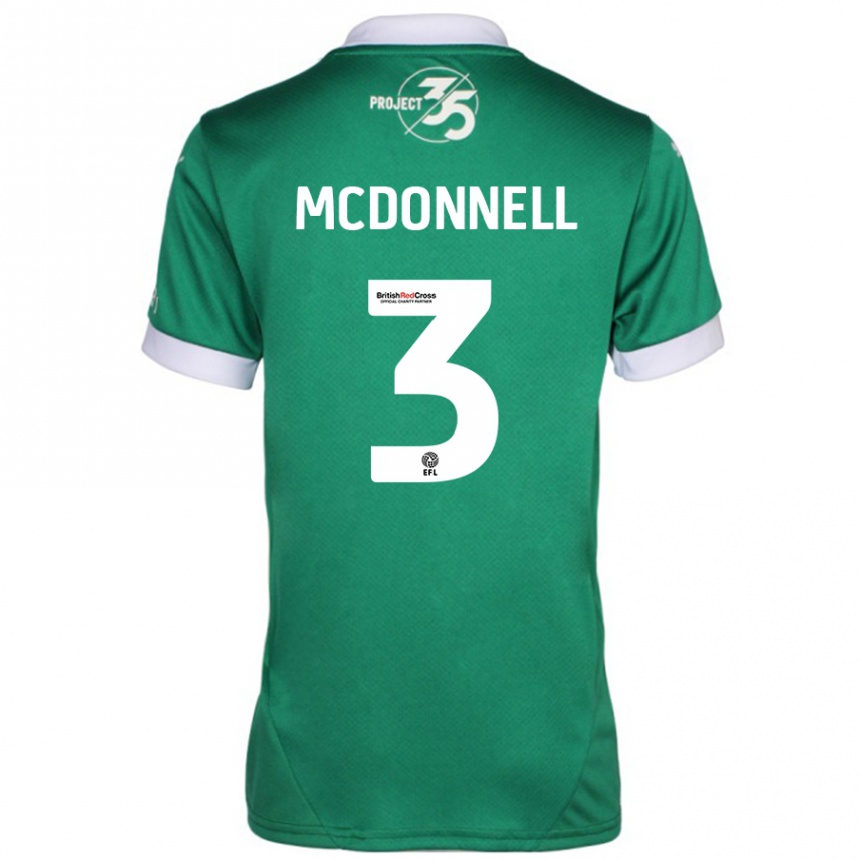 Gyermek Labdarúgás Rosie Mcdonnell #3 Zöld Fehér Hazai Jersey 2024/25 Mez Póló Ing