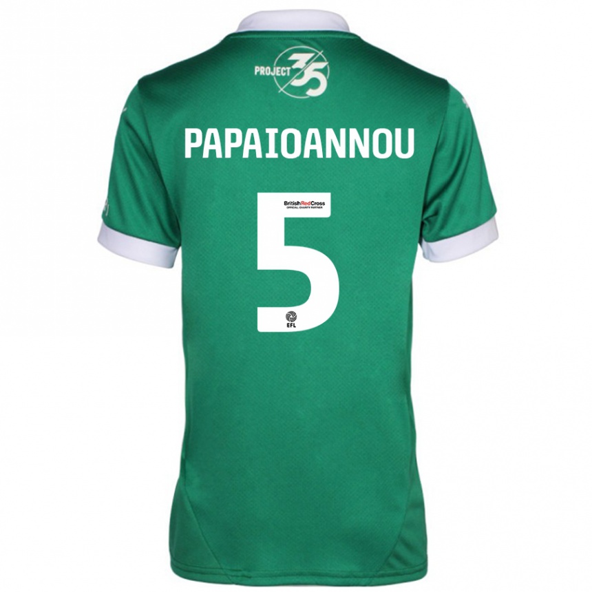 Gyermek Labdarúgás Panagiota Papaioannou #5 Zöld Fehér Hazai Jersey 2024/25 Mez Póló Ing