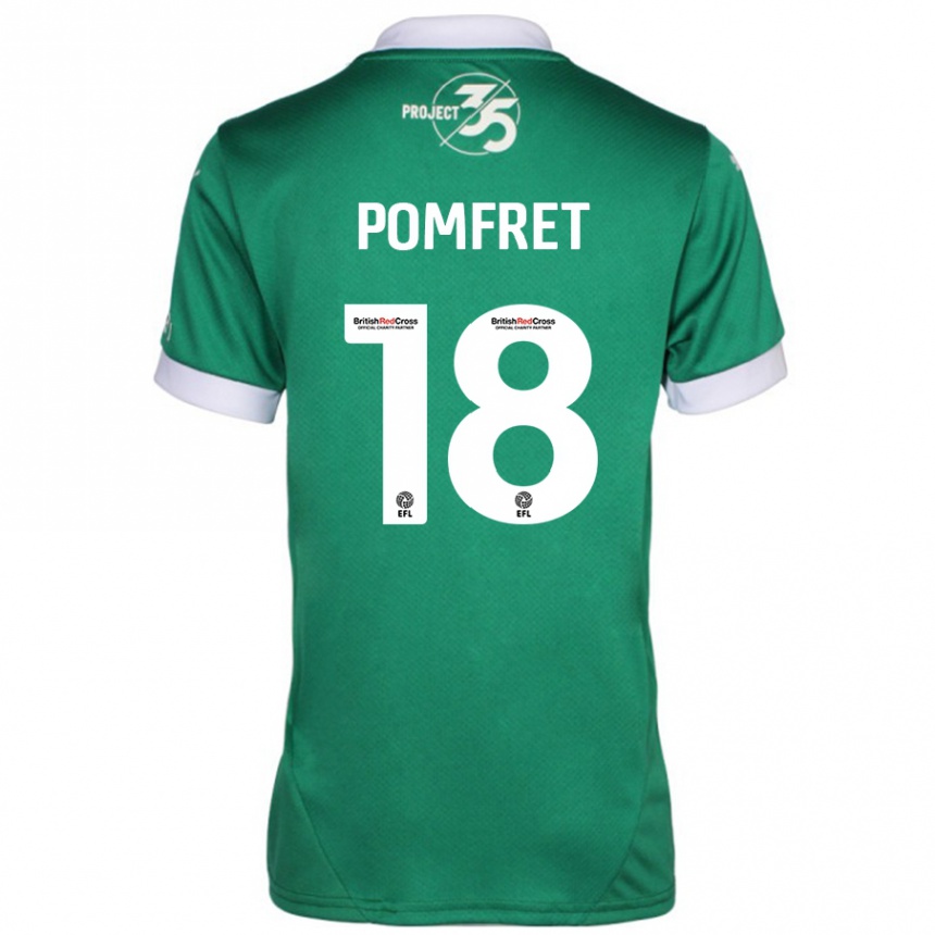 Gyermek Labdarúgás Taya Pomfret #18 Zöld Fehér Hazai Jersey 2024/25 Mez Póló Ing