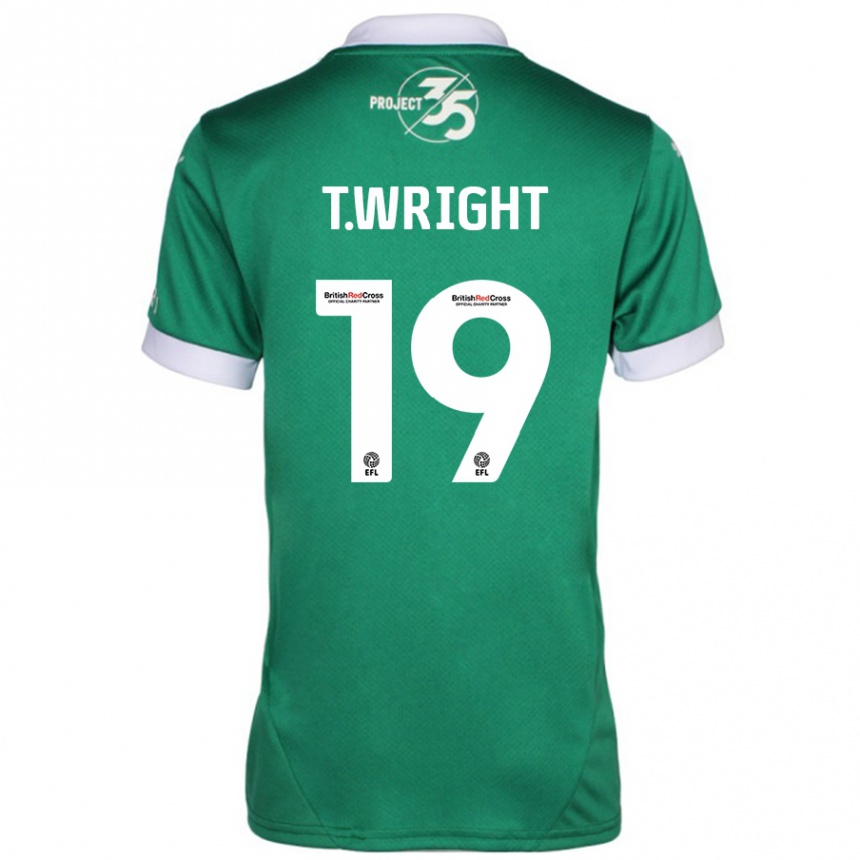 Gyermek Labdarúgás Tyreik Wright #19 Zöld Fehér Hazai Jersey 2024/25 Mez Póló Ing