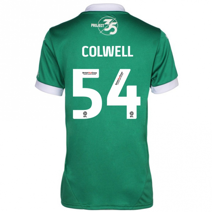 Gyermek Labdarúgás Lewis Colwell #54 Zöld Fehér Hazai Jersey 2024/25 Mez Póló Ing