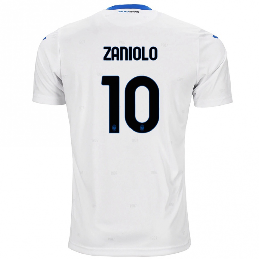 Gyermek Labdarúgás Nicolò Zaniolo #10 Fehér Idegenbeli Jersey 2024/25 Mez Póló Ing