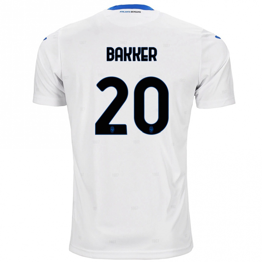 Gyermek Labdarúgás Mitchel Bakker #20 Fehér Idegenbeli Jersey 2024/25 Mez Póló Ing