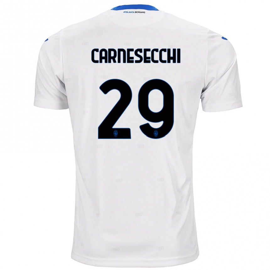 Gyermek Labdarúgás Marco Carnesecchi #29 Fehér Idegenbeli Jersey 2024/25 Mez Póló Ing