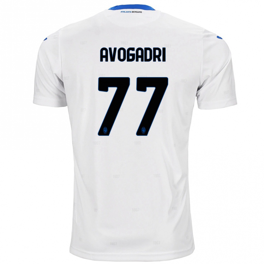 Gyermek Labdarúgás Lorenzo Avogadri #77 Fehér Idegenbeli Jersey 2024/25 Mez Póló Ing