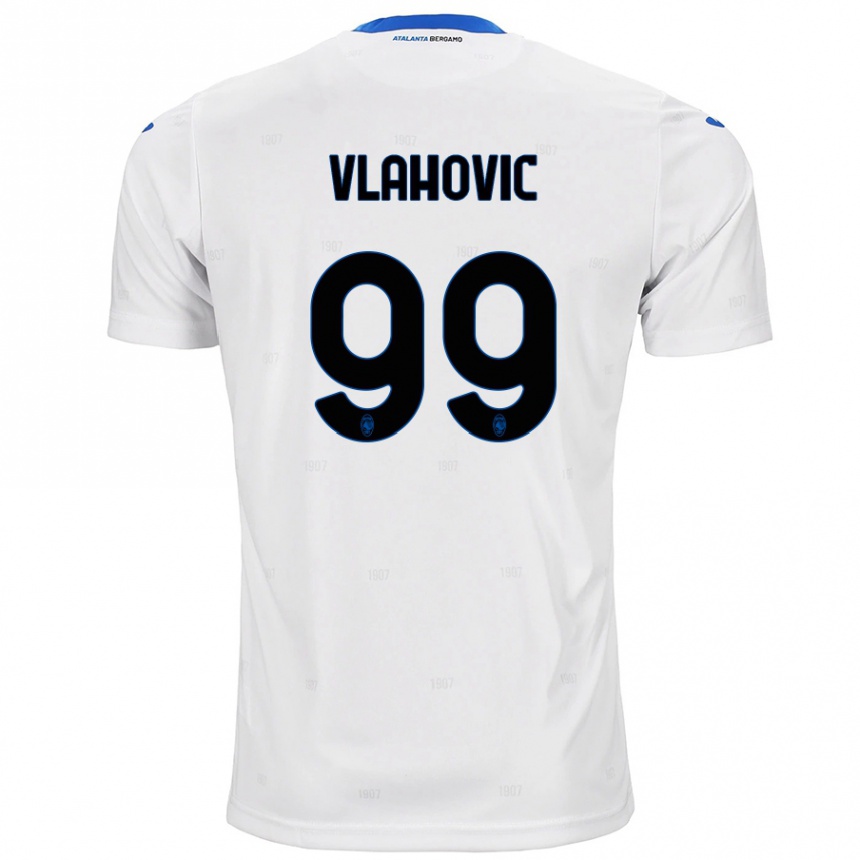 Gyermek Labdarúgás Vanja Vlahovic #99 Fehér Idegenbeli Jersey 2024/25 Mez Póló Ing