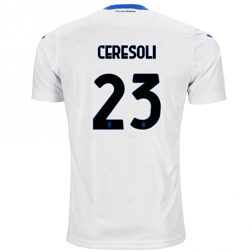 Gyermek Labdarúgás Andrea Ceresoli #23 Fehér Idegenbeli Jersey 2024/25 Mez Póló Ing