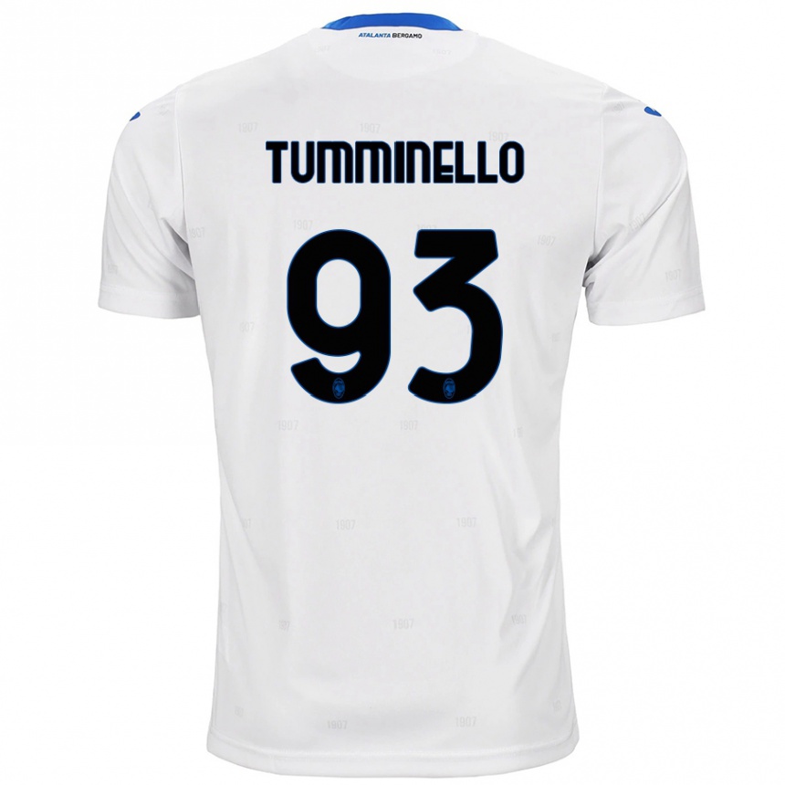 Gyermek Labdarúgás Marco Tumminello #93 Fehér Idegenbeli Jersey 2024/25 Mez Póló Ing