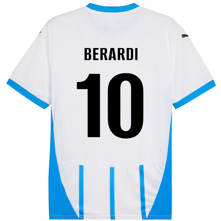 Gyermek Labdarúgás Domenico Berardi #10 Fehér Kék Idegenbeli Jersey 2024/25 Mez Póló Ing