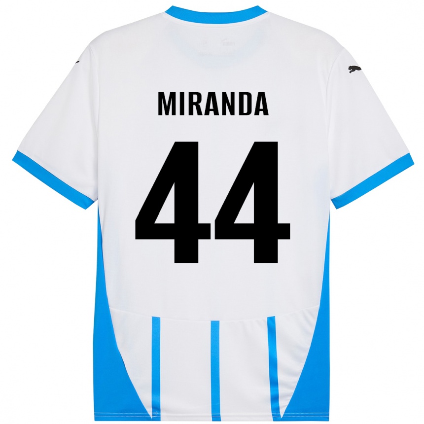 Gyermek Labdarúgás Kevin Miranda #44 Fehér Kék Idegenbeli Jersey 2024/25 Mez Póló Ing