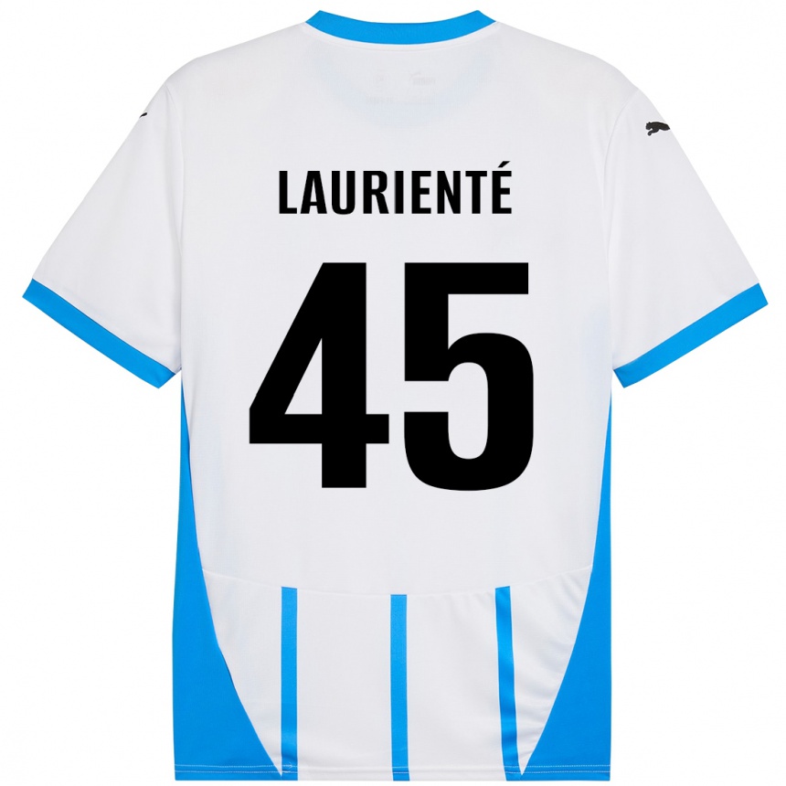 Gyermek Labdarúgás Armand Laurienté #45 Fehér Kék Idegenbeli Jersey 2024/25 Mez Póló Ing