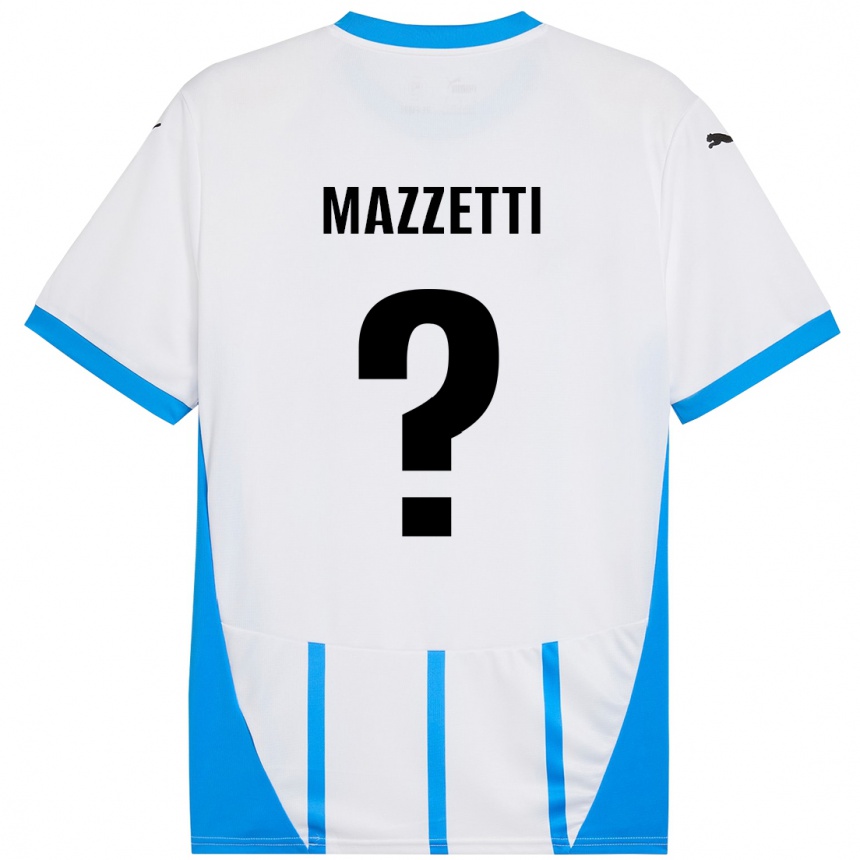 Gyermek Labdarúgás Riccardo Mazzetti #0 Fehér Kék Idegenbeli Jersey 2024/25 Mez Póló Ing