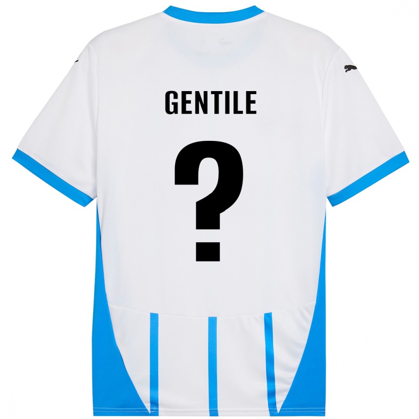 Gyermek Labdarúgás Raffaele Gentile #0 Fehér Kék Idegenbeli Jersey 2024/25 Mez Póló Ing