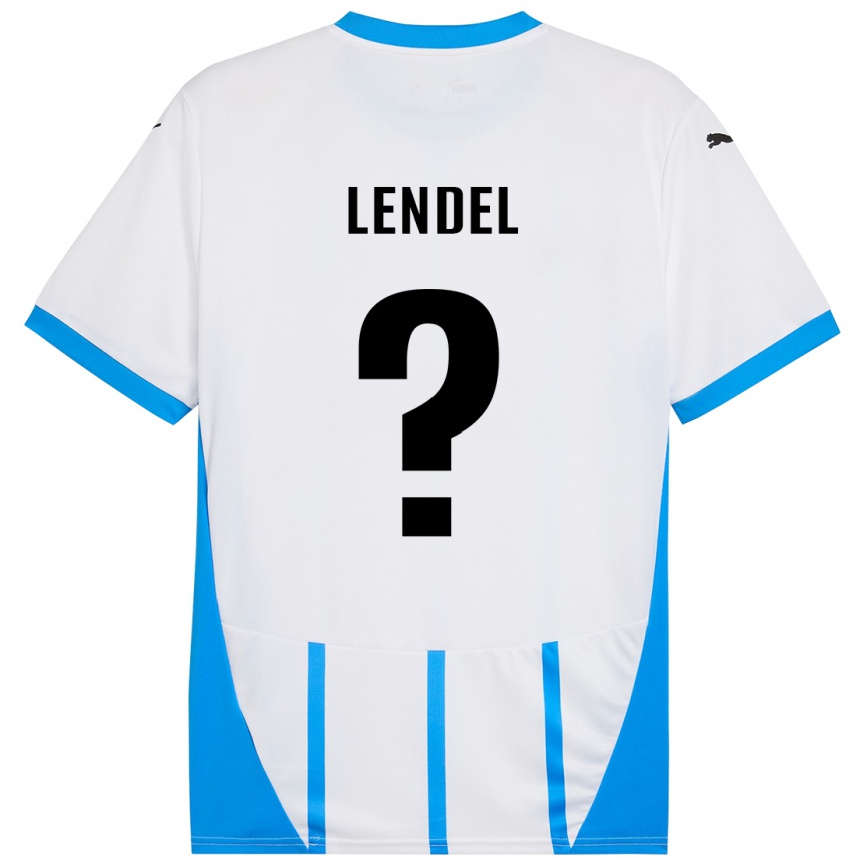 Gyermek Labdarúgás Davide Lendel #0 Fehér Kék Idegenbeli Jersey 2024/25 Mez Póló Ing