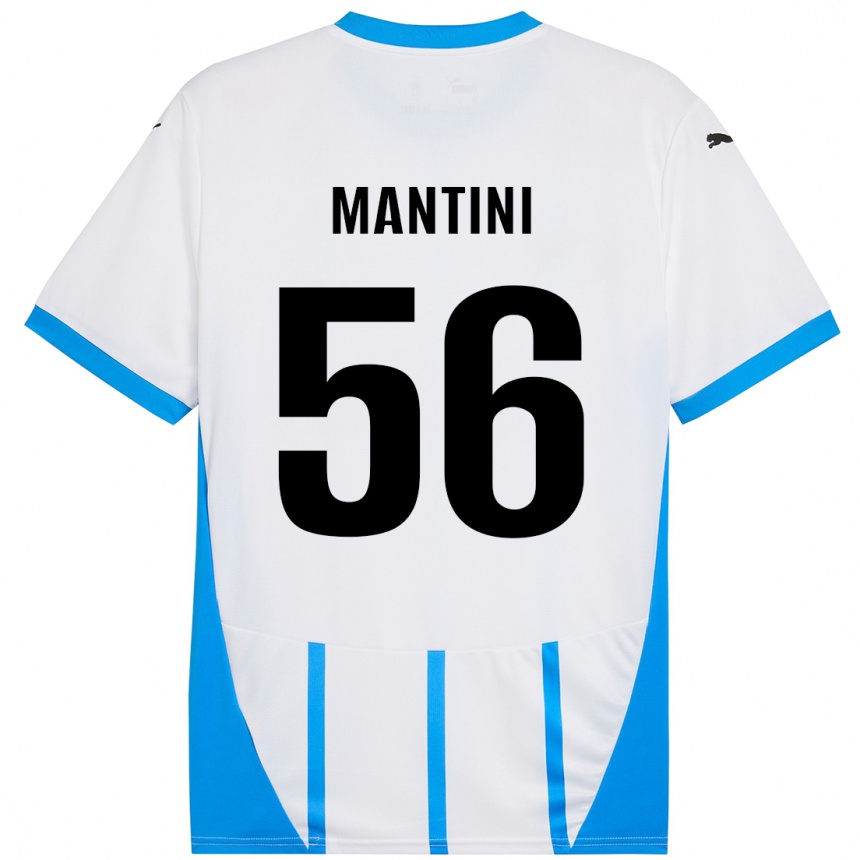 Gyermek Labdarúgás Raffaele Mantini #56 Fehér Kék Idegenbeli Jersey 2024/25 Mez Póló Ing