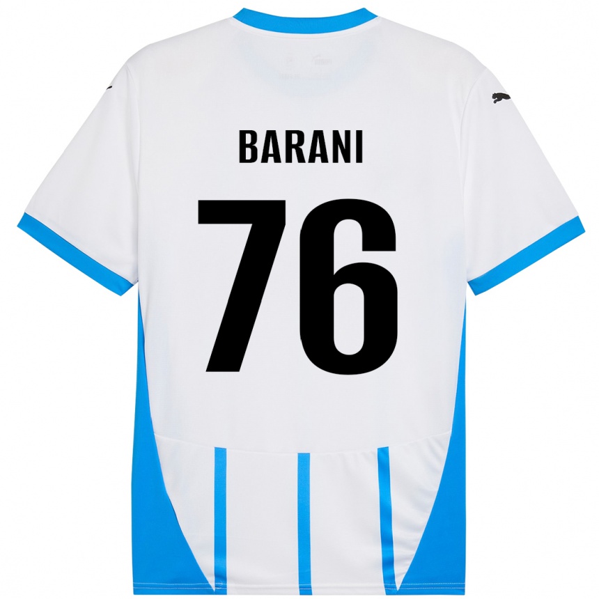 Gyermek Labdarúgás Luca Barani #76 Fehér Kék Idegenbeli Jersey 2024/25 Mez Póló Ing