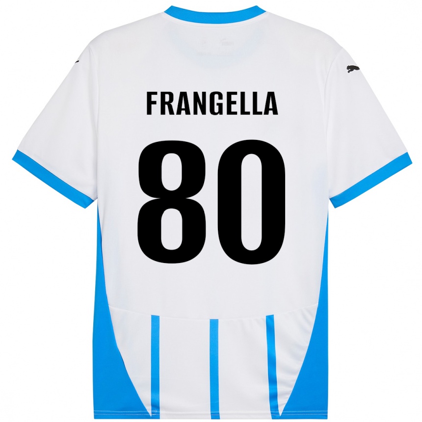 Gyermek Labdarúgás Christian Frangella #80 Fehér Kék Idegenbeli Jersey 2024/25 Mez Póló Ing