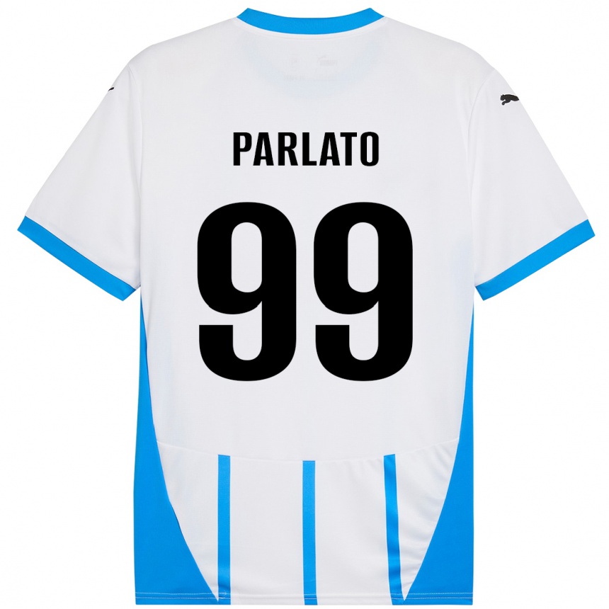 Gyermek Labdarúgás Claudio Parlato #99 Fehér Kék Idegenbeli Jersey 2024/25 Mez Póló Ing