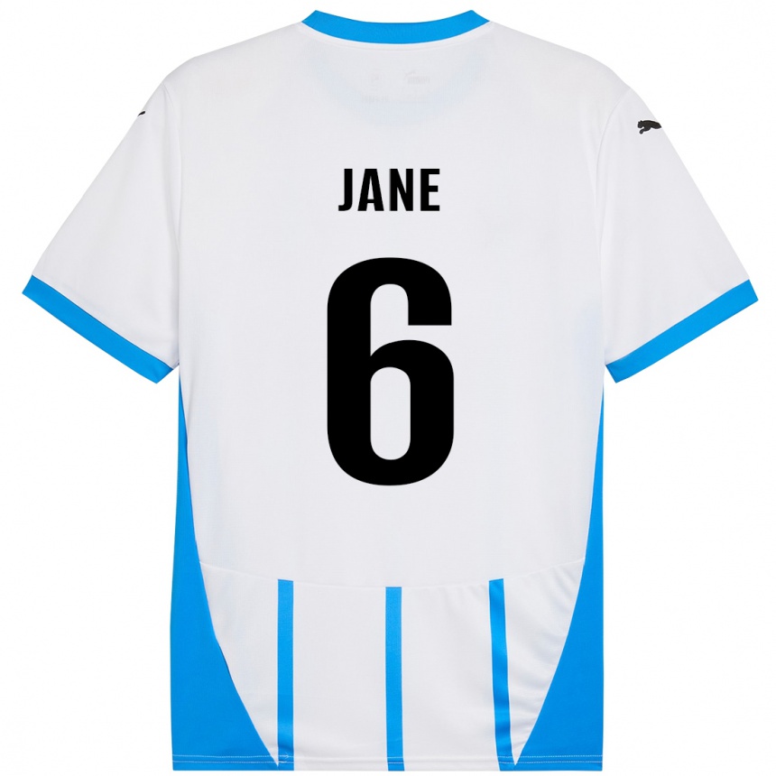 Gyermek Labdarúgás Refiloe Jane #6 Fehér Kék Idegenbeli Jersey 2024/25 Mez Póló Ing