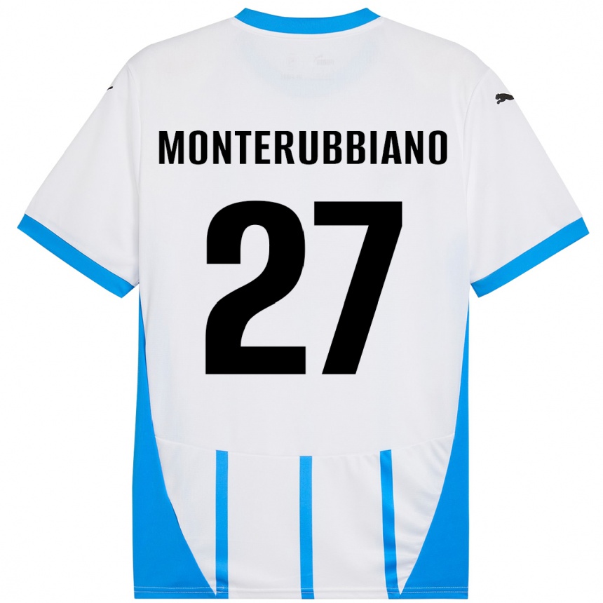 Gyermek Labdarúgás Valeria Monterubbiano #27 Fehér Kék Idegenbeli Jersey 2024/25 Mez Póló Ing