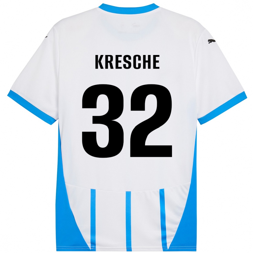 Gyermek Labdarúgás Isabella Kresche #32 Fehér Kék Idegenbeli Jersey 2024/25 Mez Póló Ing