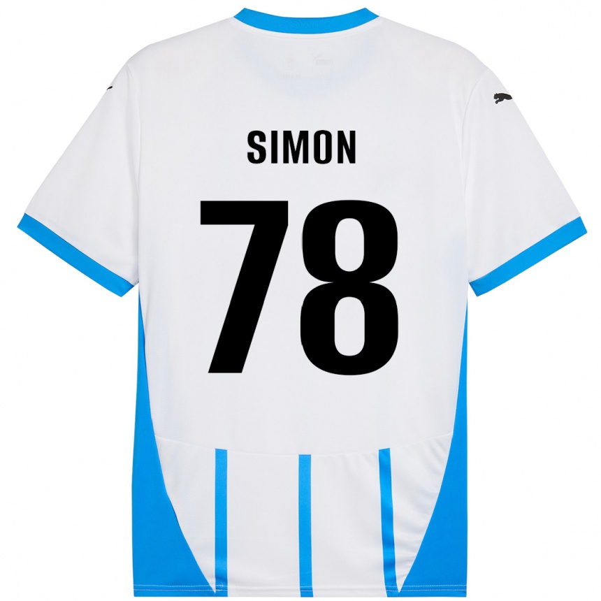 Gyermek Labdarúgás Bénédicte Simon #78 Fehér Kék Idegenbeli Jersey 2024/25 Mez Póló Ing