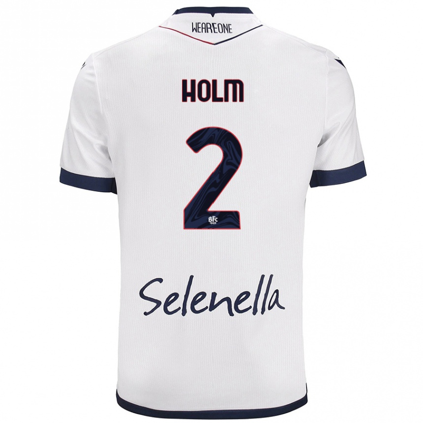 Gyermek Labdarúgás Emil Holm #2 Fehér Royal Blue Idegenbeli Jersey 2024/25 Mez Póló Ing