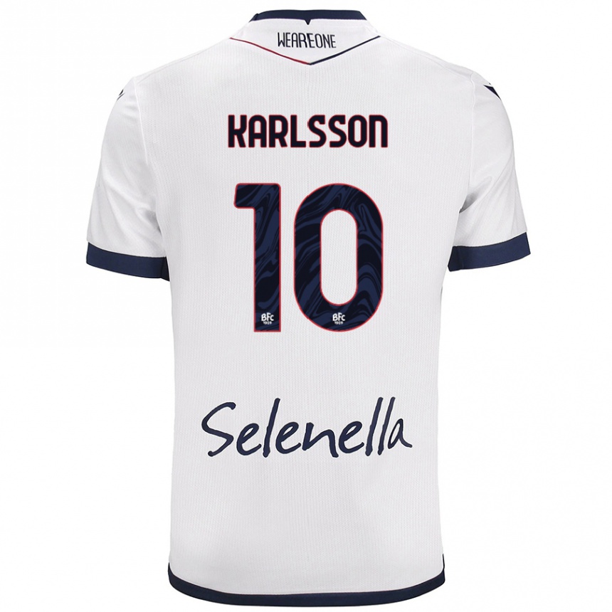 Gyermek Labdarúgás Jesper Karlsson #10 Fehér Royal Blue Idegenbeli Jersey 2024/25 Mez Póló Ing