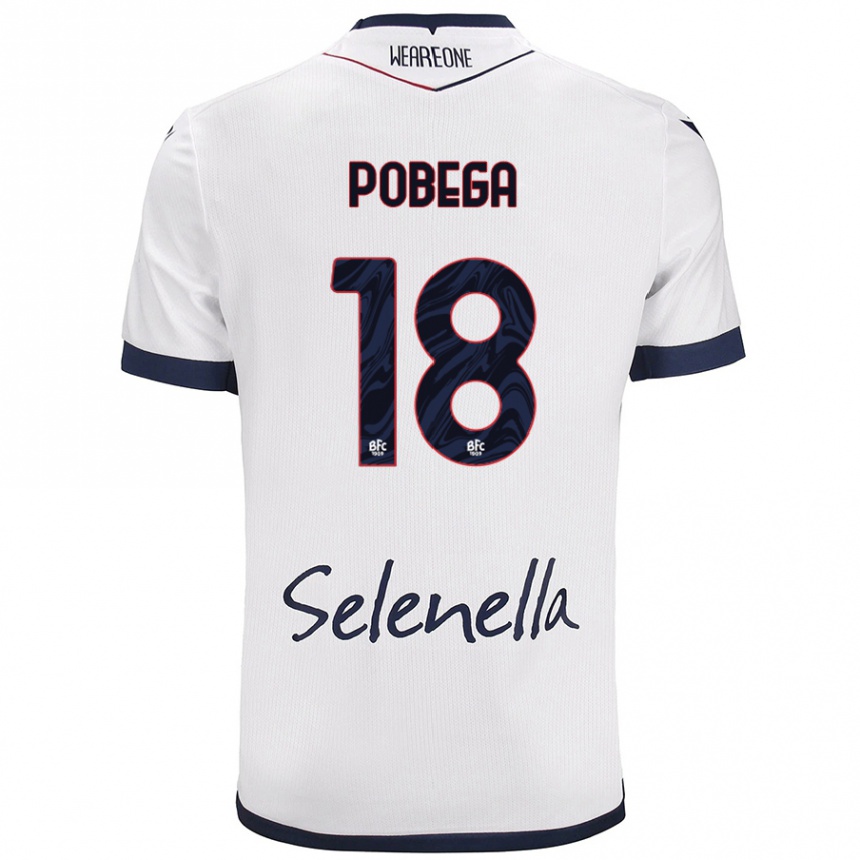 Gyermek Labdarúgás Tommaso Pobega #18 Fehér Royal Blue Idegenbeli Jersey 2024/25 Mez Póló Ing