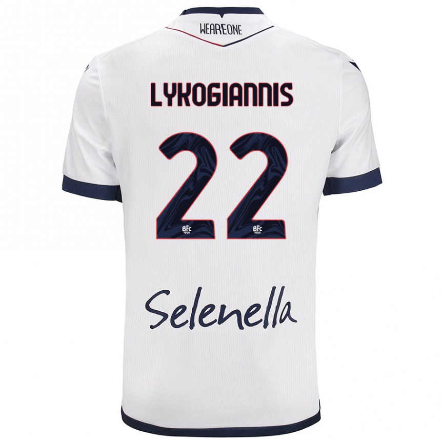 Gyermek Labdarúgás Charalampos Lykogiannis #22 Fehér Royal Blue Idegenbeli Jersey 2024/25 Mez Póló Ing