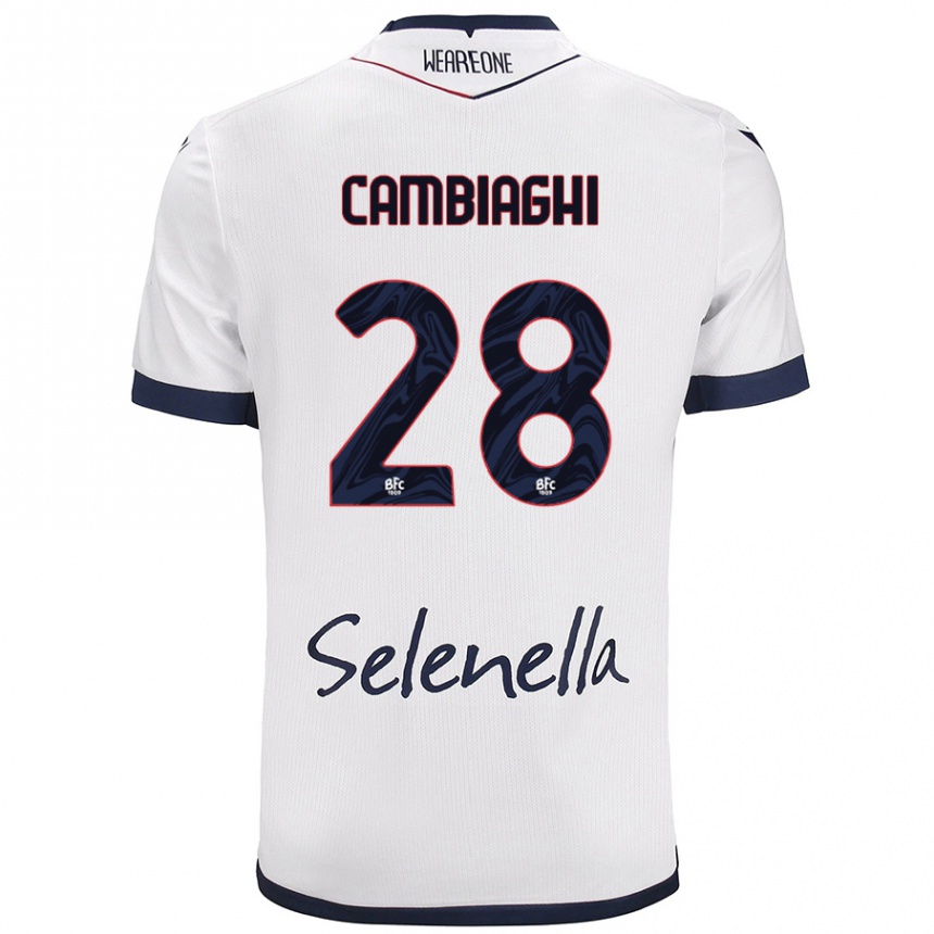 Gyermek Labdarúgás Nicolò Cambiaghi #28 Fehér Royal Blue Idegenbeli Jersey 2024/25 Mez Póló Ing