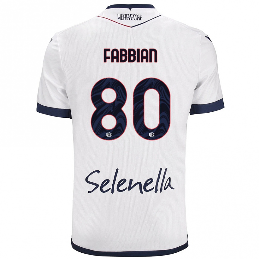 Gyermek Labdarúgás Giovanni Fabbian #80 Fehér Royal Blue Idegenbeli Jersey 2024/25 Mez Póló Ing