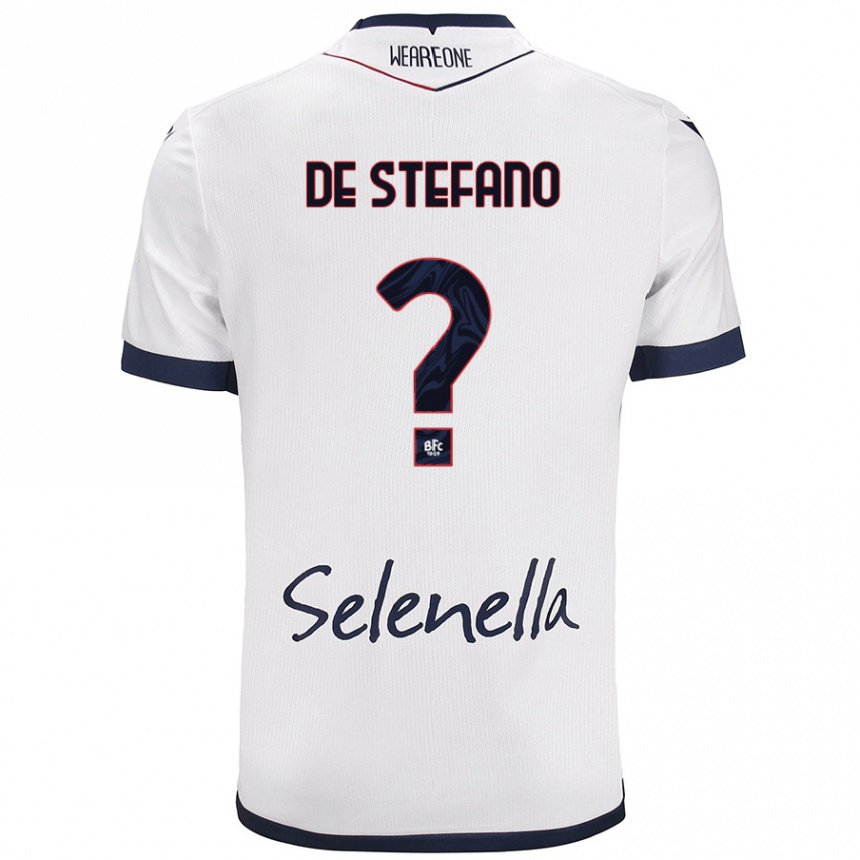 Gyermek Labdarúgás Nicolò De Stefano #0 Fehér Royal Blue Idegenbeli Jersey 2024/25 Mez Póló Ing