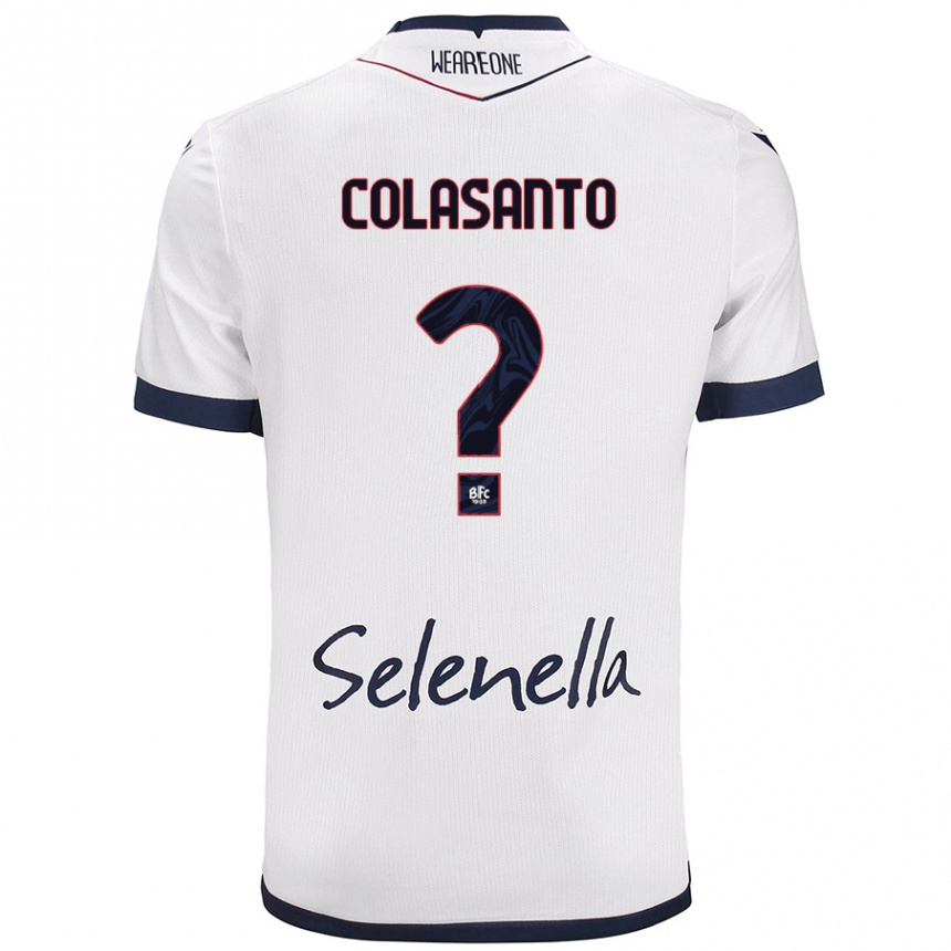 Gyermek Labdarúgás Pietro Colasanto #0 Fehér Royal Blue Idegenbeli Jersey 2024/25 Mez Póló Ing