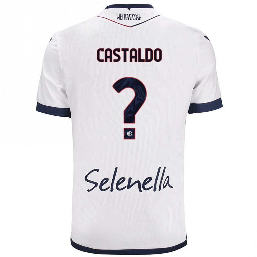 Gyermek Labdarúgás Francesco Castaldo #0 Fehér Royal Blue Idegenbeli Jersey 2024/25 Mez Póló Ing