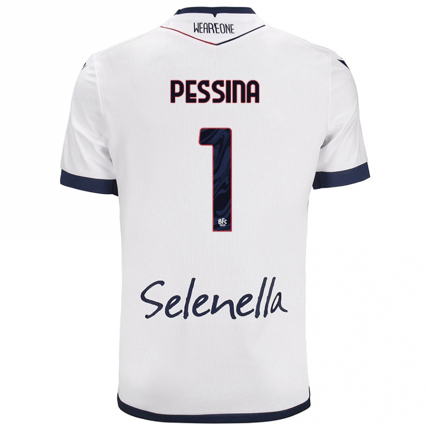 Gyermek Labdarúgás Massimo Pessina #1 Fehér Royal Blue Idegenbeli Jersey 2024/25 Mez Póló Ing