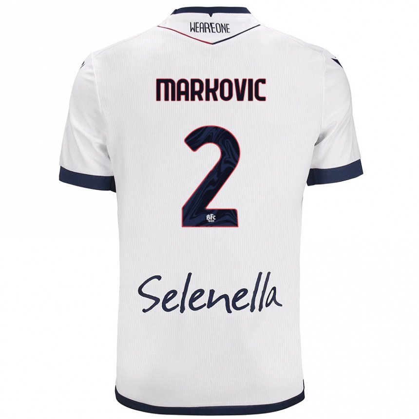 Gyermek Labdarúgás Petar Markovic #2 Fehér Royal Blue Idegenbeli Jersey 2024/25 Mez Póló Ing