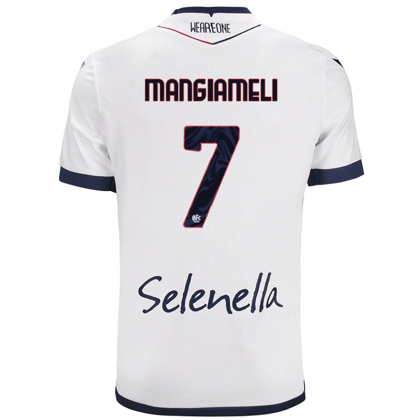 Gyermek Labdarúgás Federico Mangiameli #7 Fehér Royal Blue Idegenbeli Jersey 2024/25 Mez Póló Ing